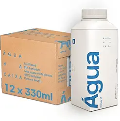 Água na Caixa 330ml | Pack com 12 unidades | Água Mineral sem gás | Tetrapak | Embalagem reutilizável, 100% Reciclável, 89% renovável, carbono neutro/Sustentável