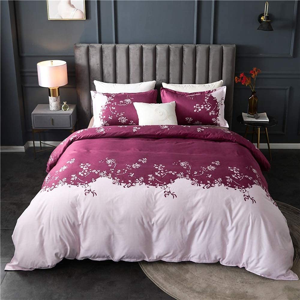 Parure de lit imprimés floraux et housse de couette double 200x200cm pour chambre