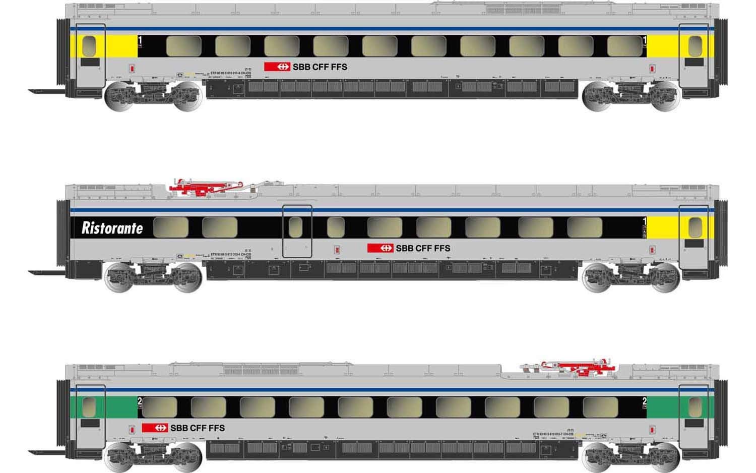 Arnold HN3503 N Gauge SBB ETR610 ex-Cisalpino Coach Set (3) VI