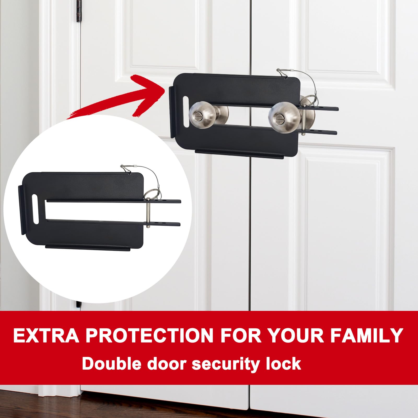Cerradura de puerta francesa | Cerradura de refuerzo de puerta doble ajustable para puertas francesas seguridad del hogar | Añade alta seguridad para evitar la entrada no autorizada del hogar |