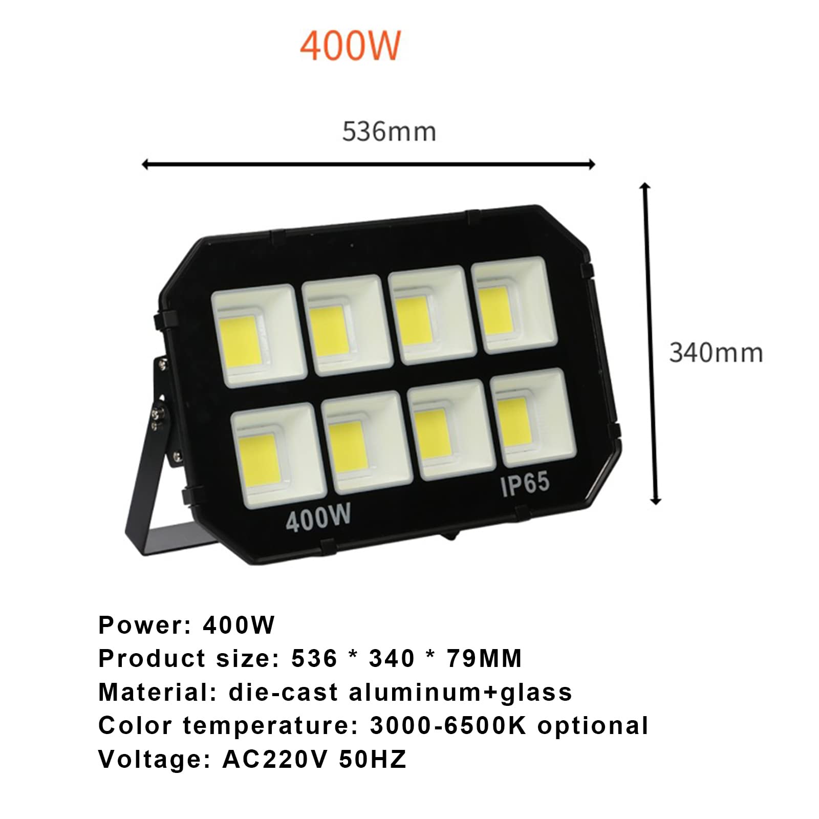 Foco LED 50W-600W | Luz de seguridad impermeable para exteriores para campos deportivos, jardines y garajes | Foco blanco frío de 6000 K de bajo consumo