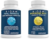 Vista 1 de BIOHM Total Probiótico y Microbioma Multi Paquete, 30 mil millones de CFU Probiótico & Probióticos Naturales, Enzimas Digestivas, Salud