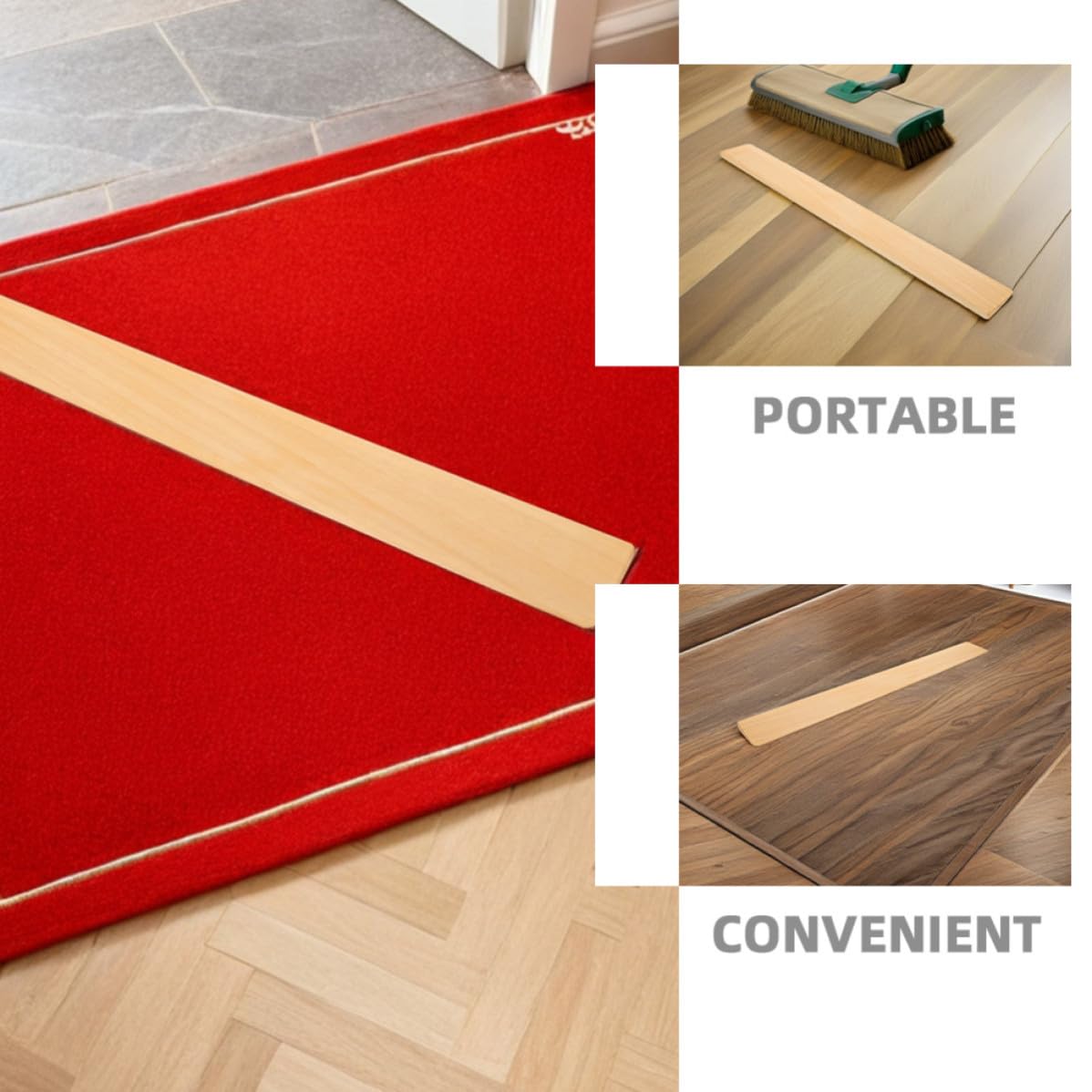 FRCOLOR 2 Piezas Rampa para Silla de Ruedas de Madera Portátil Superficie Pulida para Umbrales y Escalones Hogar, Adecuado para Marcos de Puertas y Movilidad