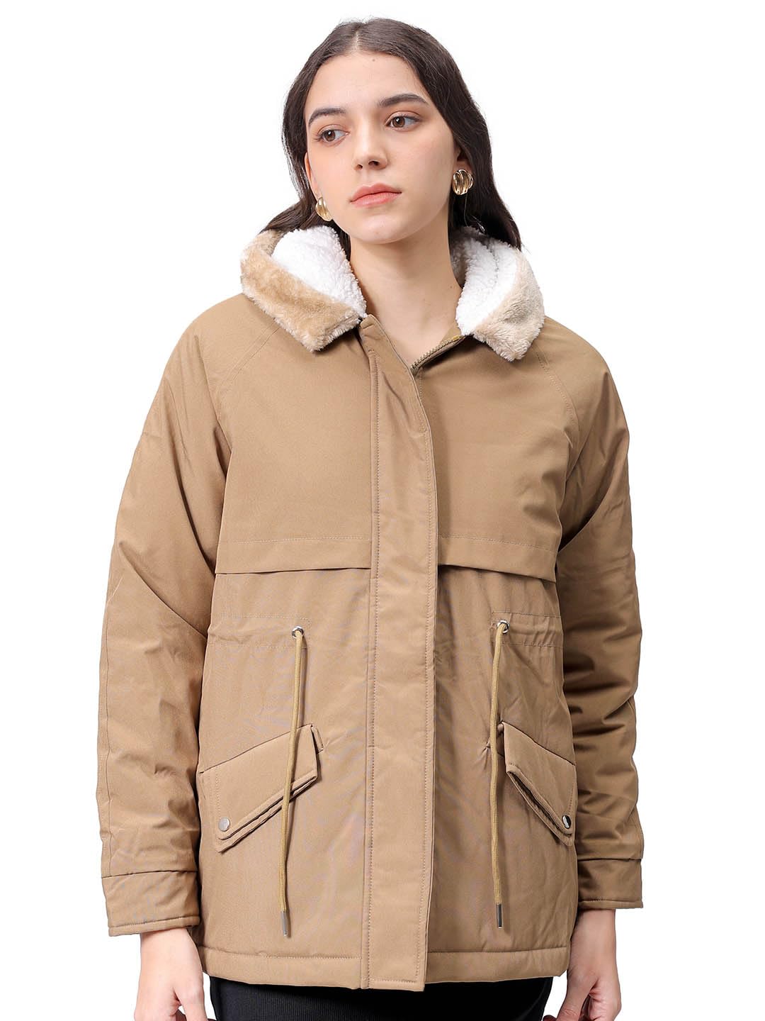freehand by The Indian Garage Co Women Regular Fit Solid Parka Jacket-picture-36