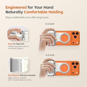 COMITOK MOCA - iPhone Camera Grip - for Native Camera Control with Removable Remote & Built-in Keychain, Magnetic Phone Camera Grip No Need App Support iOS26/17/18, Fun Shot Magnetic Grip with 1/4 Nut