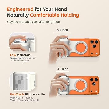 COMITOK MOCA - iPhone Camera Grip - for Native Camera Control with Removable Remote & Built-in Keychain, Magnetic Phone Camera Grip No Need App Support iOS26/17/18, Fun Shot Magnetic Grip with 1/4 Nut