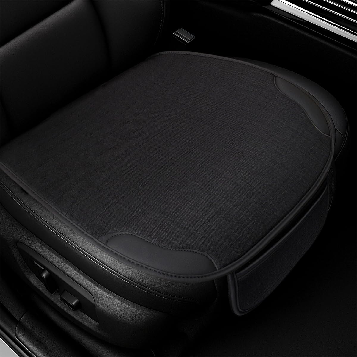 YoRise Car Seat Cover, Universal Cool Auto Front Seat Cushion Protector with Storage Pocket & Non Slip Bottom, Comfortable Breathable Vehicle Driver Seats Pad for SUVs, Trucks, Sedans (Black)