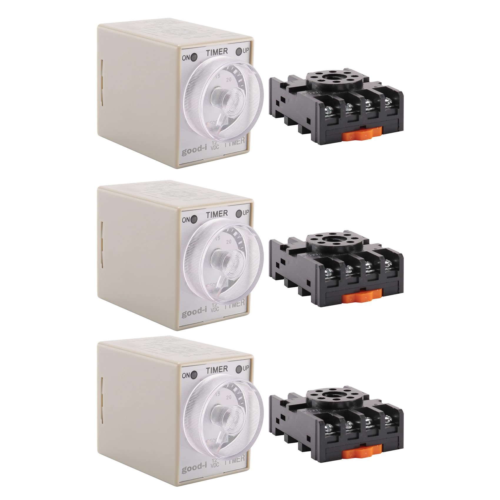 Jnchdghwa As Shown 3X Dc 12V 0-30S Electric Delay Timer Timing Relay Dpdt 8P W Base