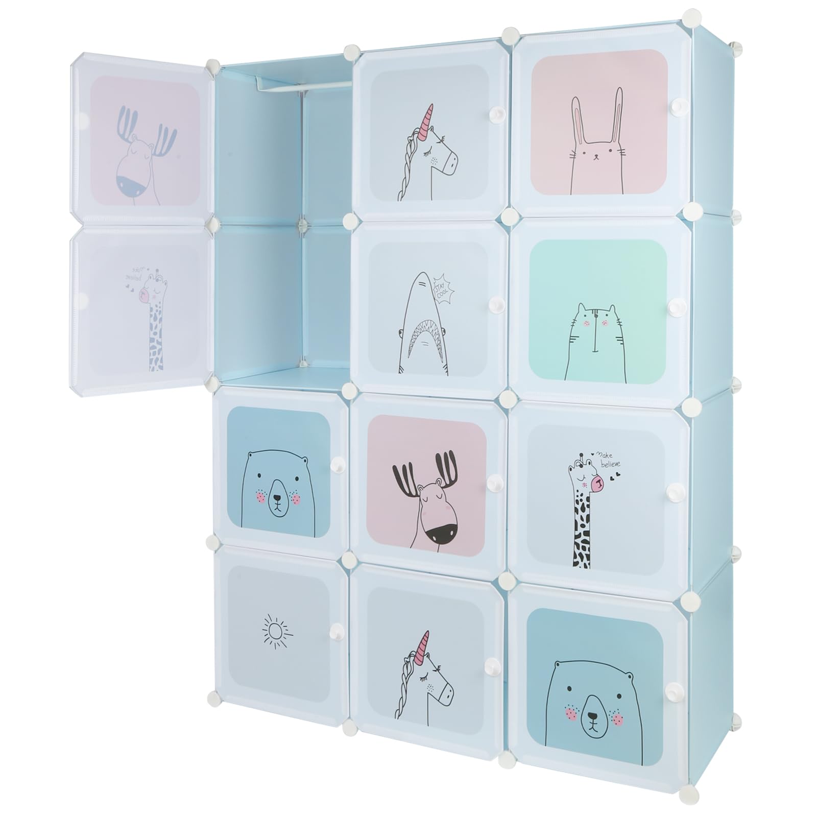 HUOLE Armario Modular para Colgar Ropa, Armario de Almacenaje de Ropa, Fácil Montaje,Cubo más Profundo
