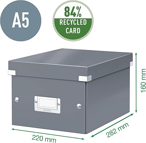 Vista 4 de Leitz Caja de almacenamiento A5, rango de clic y tienda 60430001 - Caja de almacenamiento pequeña, blanca A5 Azul (Ice Blue)