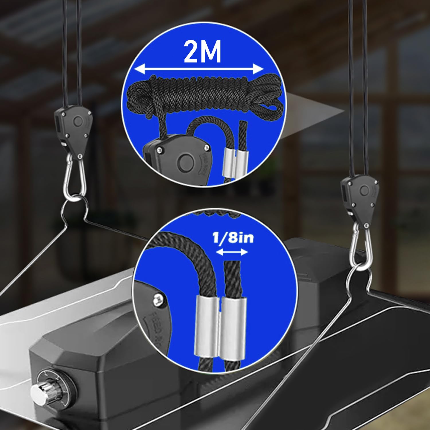 YSOOUA Trinquete De Cuerda 4 Piezas Rope Ratchet Cuerda Trinquete para Jardinería Jardín Cultivar Hidropónica Colgar Reflectores Filtros de Carbón LED Lampe (4 Piezas)
