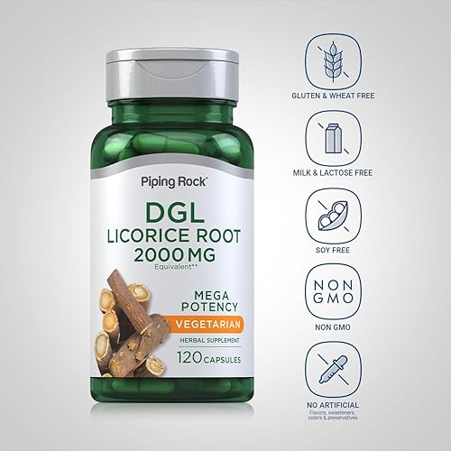 Miniatura 3 de Piping Rock Suplemento DGL | 2000mg | 120 Cápsulas | Raíz de regaliz | Mega potencia | Extracto de hierbas | Vegetariano, sin OMG, sin gluten