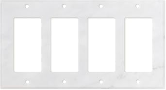 Italian Carrara White Marble Switch Plate Cover, Honed 4 ROCKER