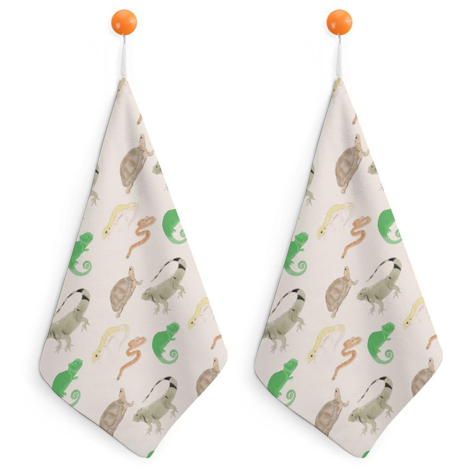 TXFBTRFSA Lizard Turtle Leopard Gecko Reptile Hand Towels with Hanging Loop Kitchen Towel Handkerchiefs Cleaning Cloths