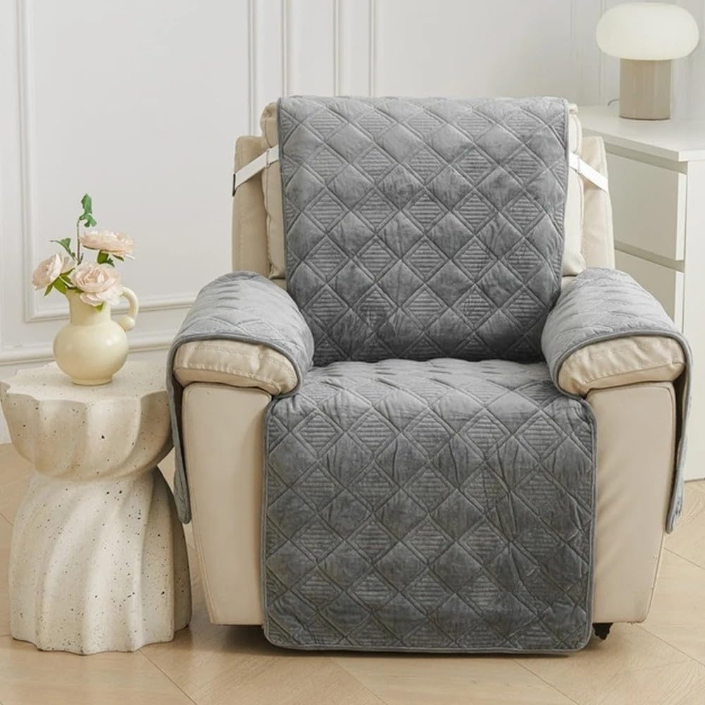 Single Seater Quilted Recliner Sofa Cover Cat-Proof Thick Plush Slipcover No Pocket Design Universal for Cozy Home Protection,A2,L 170x185 cm