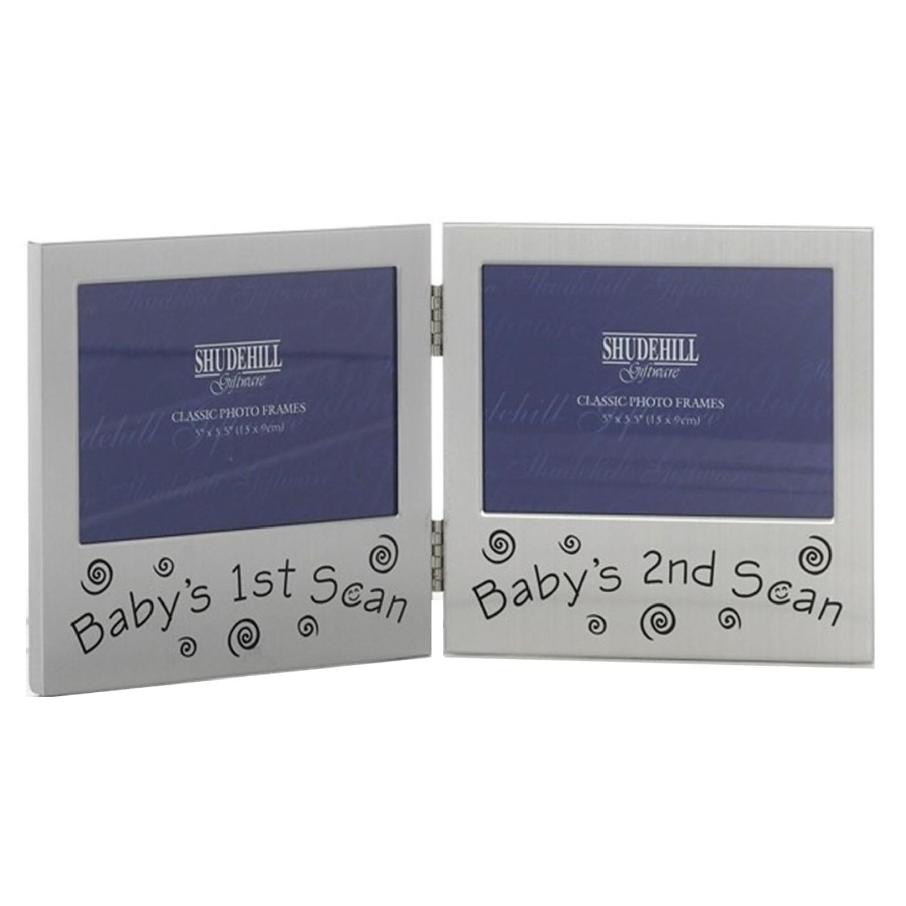 Baby's Scan Double Photo Frame 5' x 3.5' Silver Satin Finish 2921