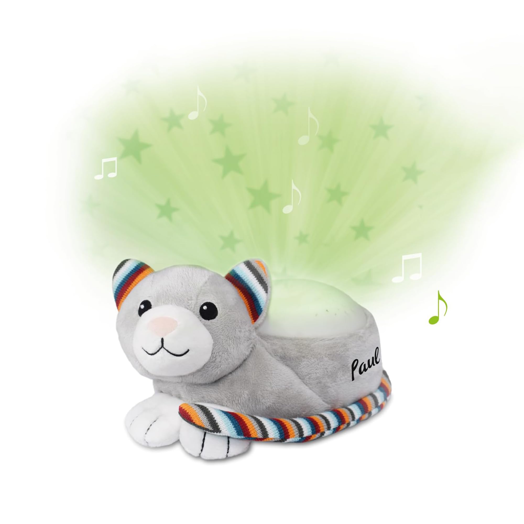 Personalizable Proyector de estrellas Kiki la gata – luz nocturna con música y proyecciones de estrellas de colores – melodías relajantes y temporizador – personalizado con nombre impreso – ZAZU