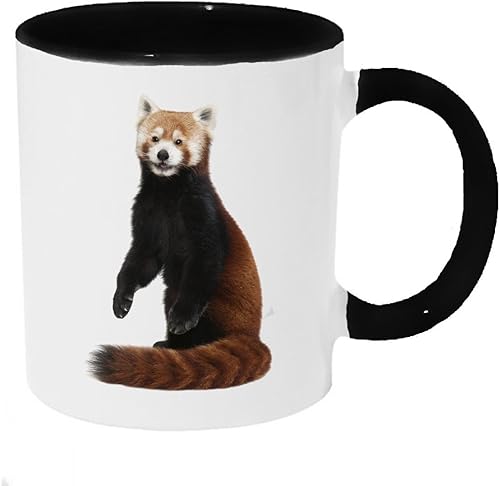Red Panda Peeking - Taza de café o té (11 onzas), color negro