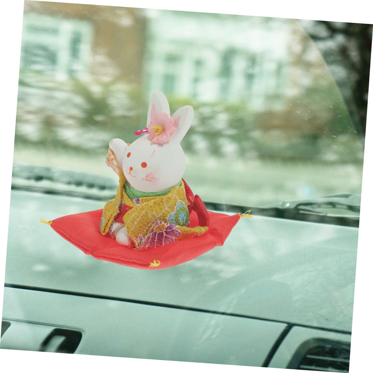 IMIKEYA 4 Pièces Lapin Chanceux Décor Statue De Lapin du Statuette Feng Shui Statue De L'année du Accessoire De Voiture Figurine Kimono De Pâques Plâtre