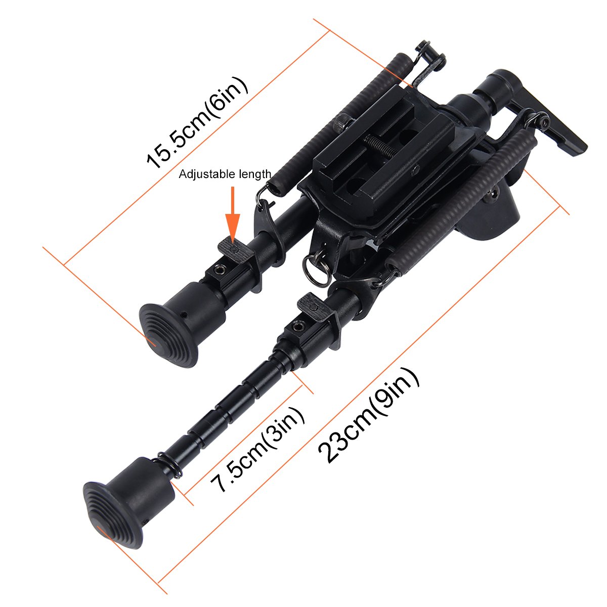 Fucile da caccia tattico da 6-9 pollici Bipod regolabile in altezza Girevole Spring Spring Style con adattatore
