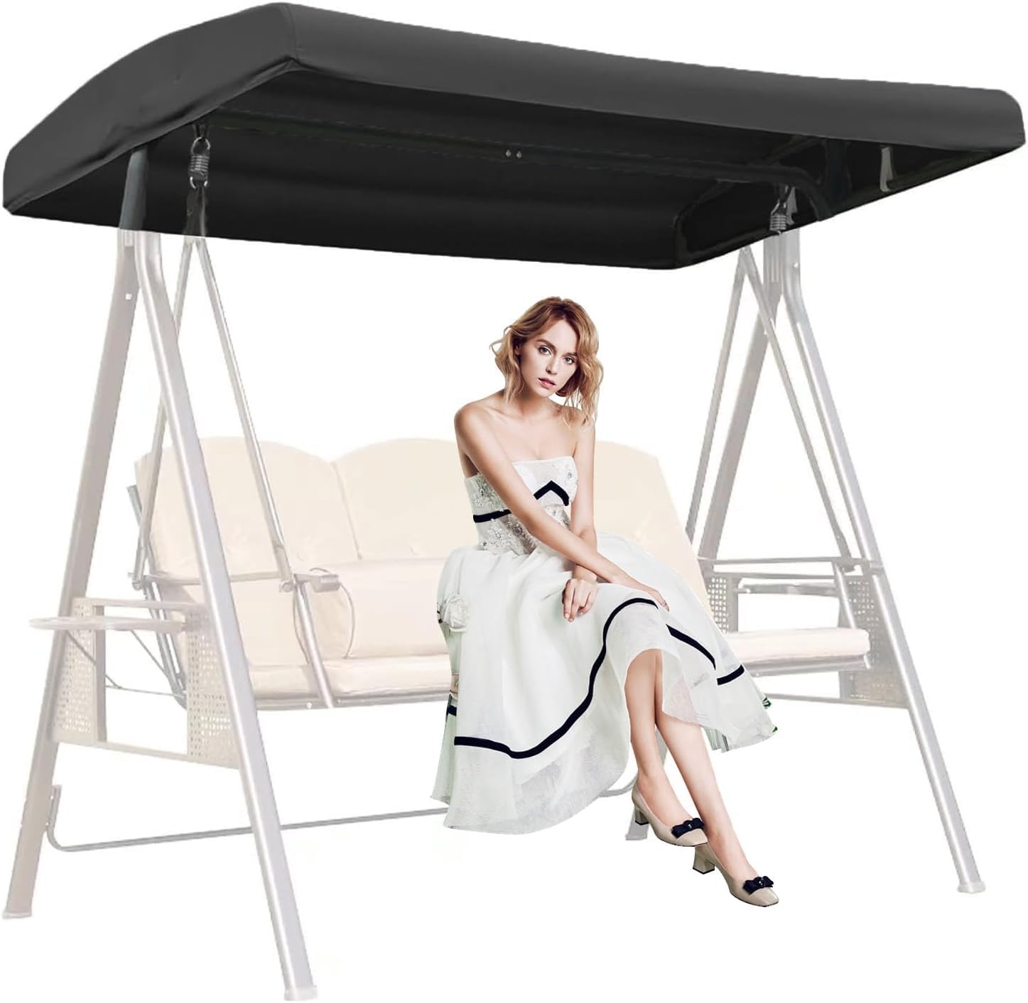 Swings Roof Garden Swing Cover Waterproof Windproof Anti UV Heavy Duty Rip Proof Hammock Top Cover Replacement Canopy Canopy Oxford Cloth Swing Cover,Black,190T:191cm*120cm*18cm
