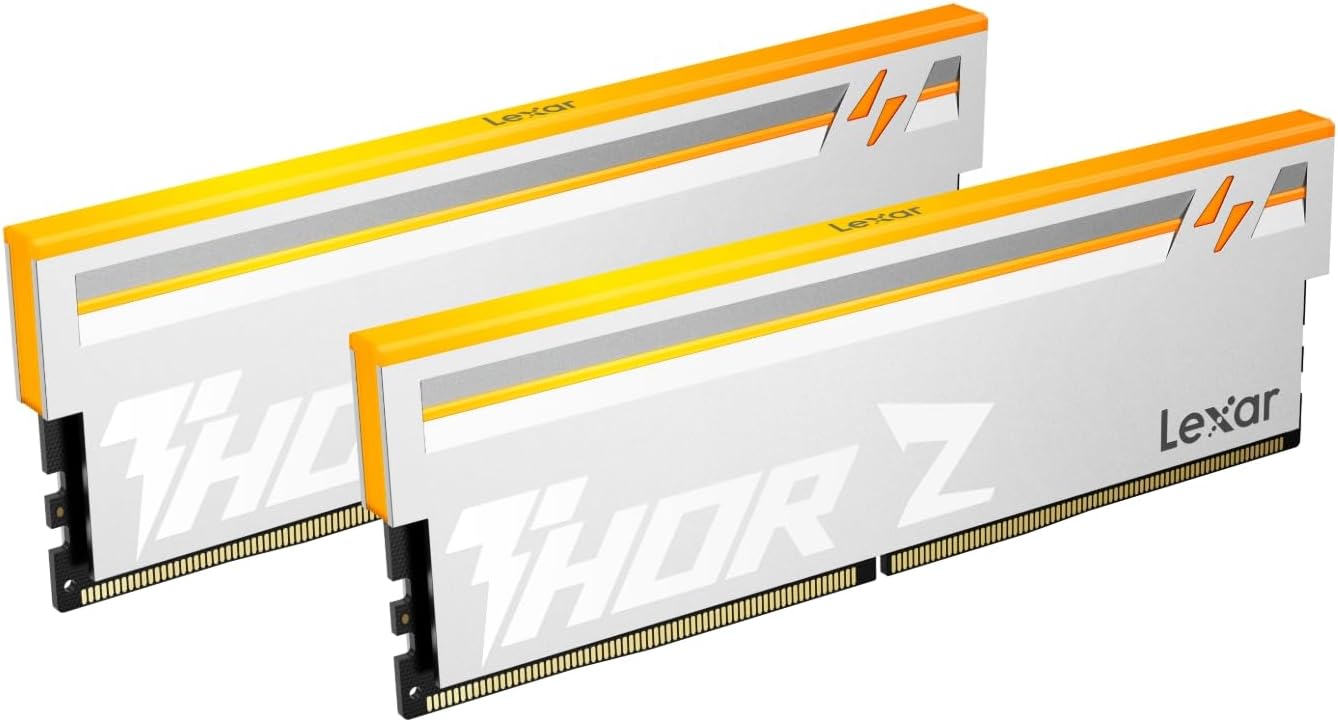 Lexar THOR Z Series RGB DDR5 RAM 32GB Kit (2x16GB) 6000 MHz, DRAM 288-Pin UDIMM Desktop, PC High-Performance Gaming Computer Memory for Intel XMP 3.0/AMD EXPO, PMIC/On-die ECC/1.35V Silver