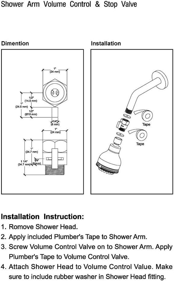 Vematy Brass Shower Flow Control Valve Water Pressure Reducing Controller Hand Held Sprayer Head Supply Shut Off Stop Switch Universal Replacement Part, Long Lever Handle Polished Chrome 2 pcs package