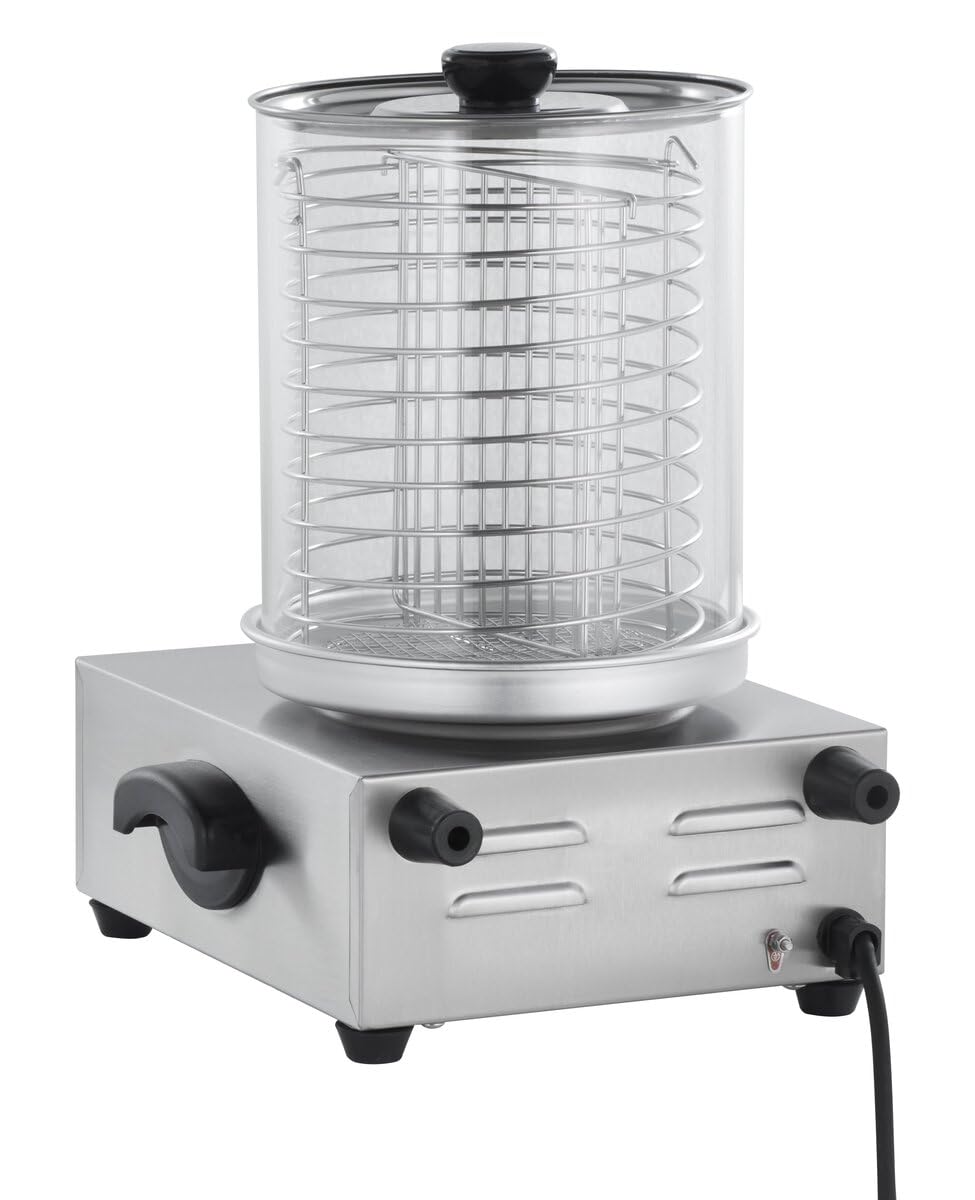 GastroHero Wurstwärmer Edelstahl Glaszylinder Ø200 mm Hot Dog Maker mit Temperaturregler 300 W Würstchenwärmer Gastro