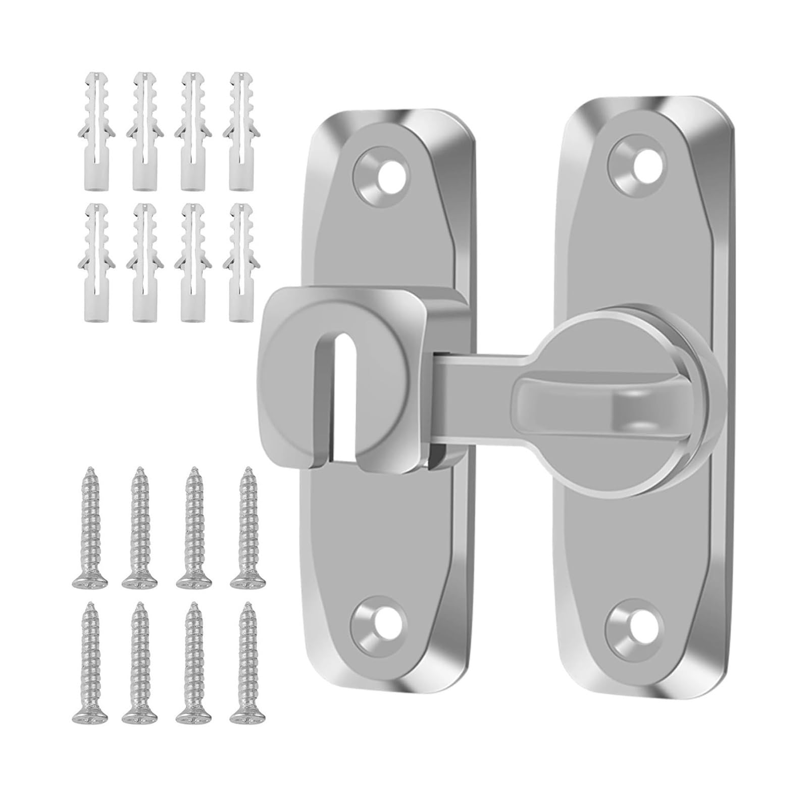 Door Lock Bolt, Zinc Alloy Flip Barn Door Lock Sliding Security Gate Latch Multicolor(Silver)