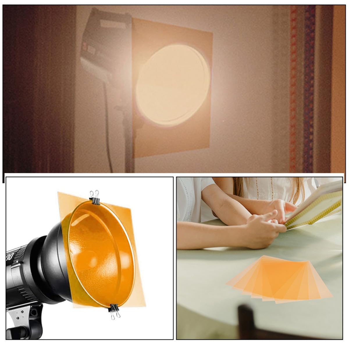 STOBAZA Filtres de Lumière LED 5 Feuilles Film Diffuseur, Feuilles à Atténuation de Lumière et Film PVC Transparent, pour Éclairage en Studio Photo et Salles de Classe