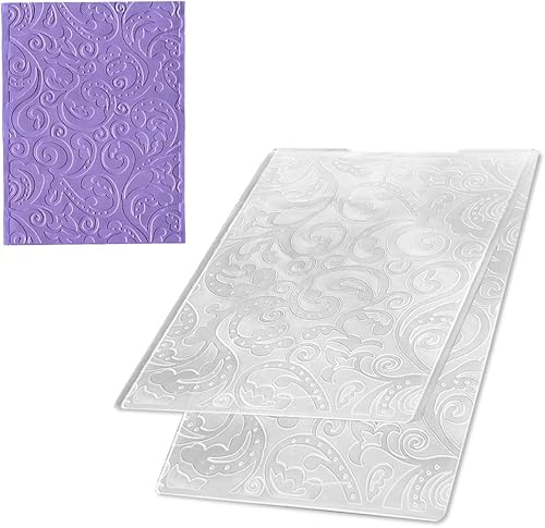 Miniatura 6 de Hying Carpeta de estampado de fondo con textura 3D con estampado de flores, plantilla de carpeta de plástico para hacer tarjetas, álbumes de