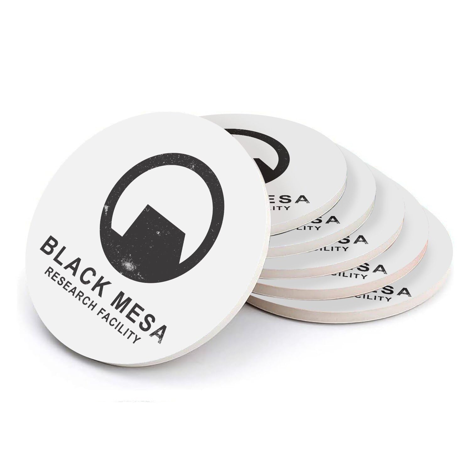 Sous-verre ronds en céramique Black Mesa lot de 6 dessous de verre geek