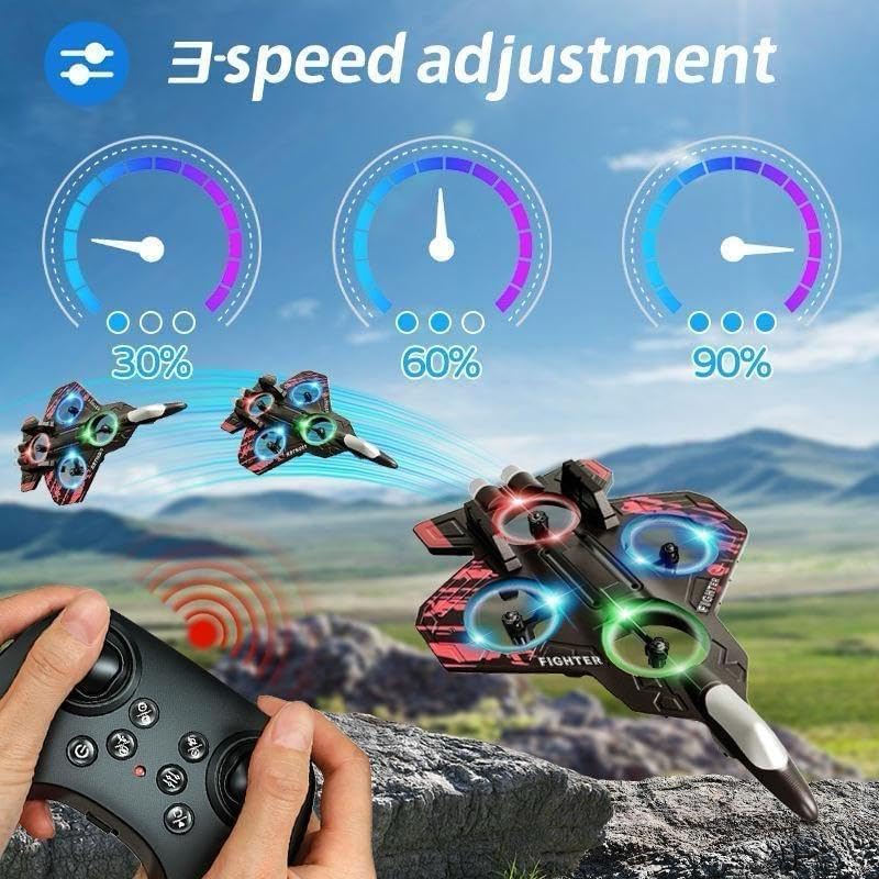 Image of KIDDOS Fighter Jet Drone Airplane Remote Control Toy for Kids | Rechargeable Flying Aircraft with Remote Controller | Indoor Outdoor Play Toy for Boys & Girls