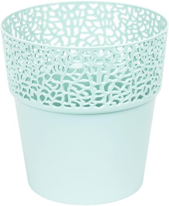 Beautiful mint 11.5 cm planter, flower pots ROSA with romantic lace