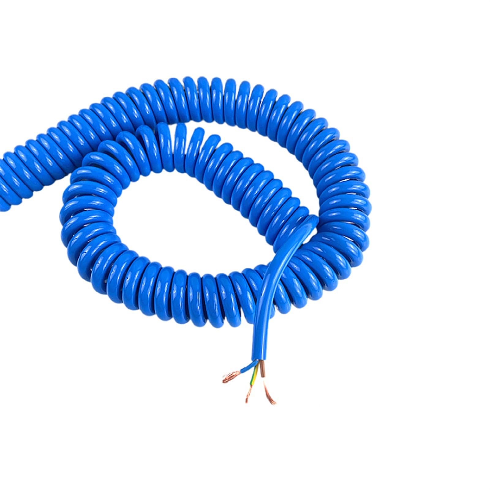Câble spiralé bleu 15 AWG, 2 conducteurs, fil télescopique à ressort, ligne électrique extensible étirer souple(Stretch 4 meters)
