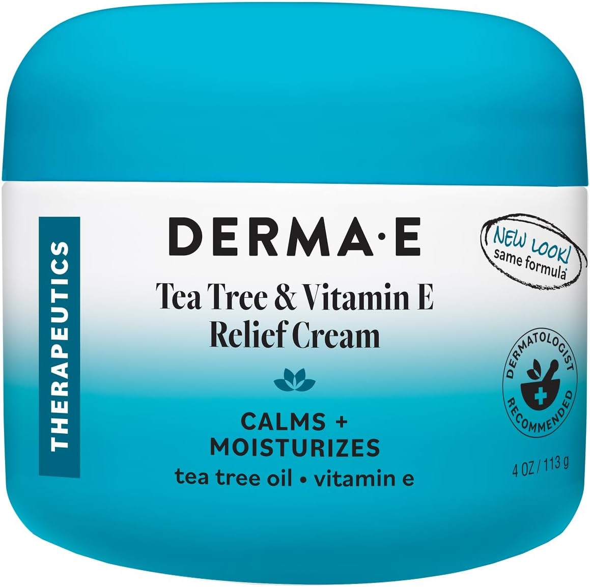 Derma E Tea Tree and Vitamin E Relief Cream – Deeply Moisturizing Tea Tree Lotion – Vitamin E Cream Soothes, Calms and Nourishes Dry, Irritated Skin, 4 oz