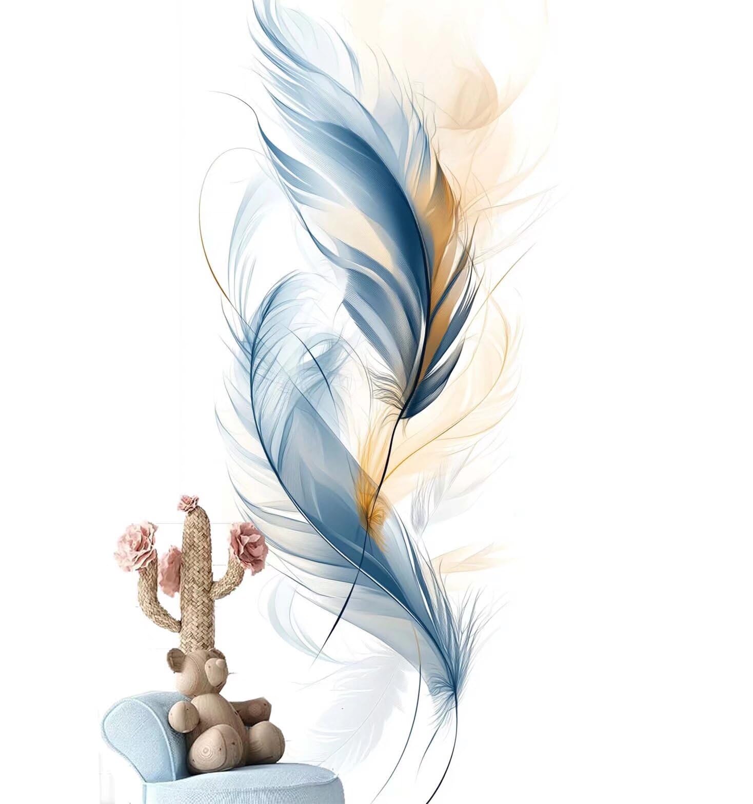 Dipingere con i Numeri per Adulti Bambini, Paint by Numbers con Pennelli Pittura a Pigmento Acrilico, Fai Da Te pittura di Numeri Kit Decora la casa Regalo (Senza Cornice)- Piuma,Arte 60x180cm V-849