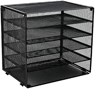 CLATINA 5-Tier Desk File Organizer with Metal Mesh Paper Letter Trays for Home