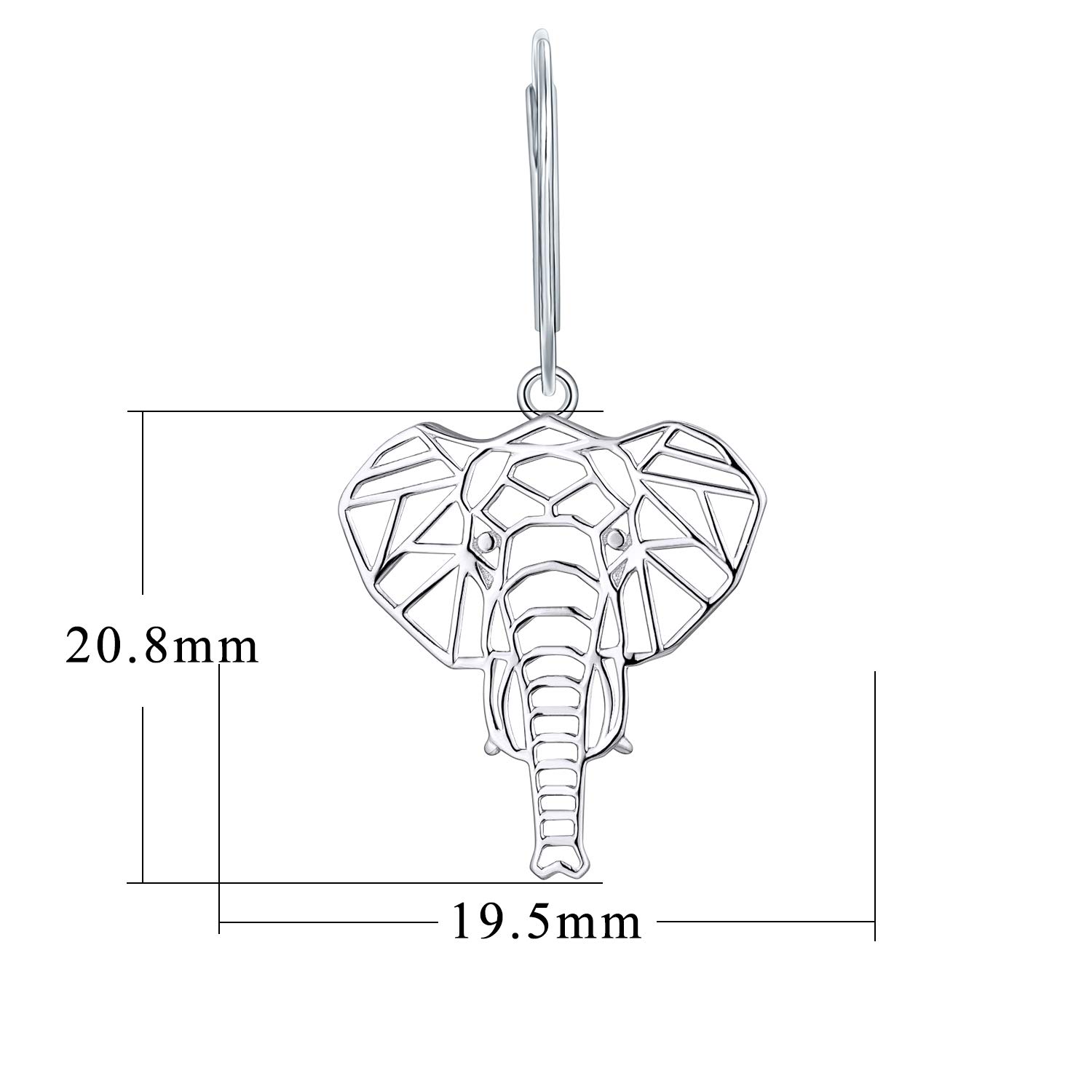 JO WISDOM Femme Boucles d'oreilles éléphant Animal en Argent 925 Dormeuse