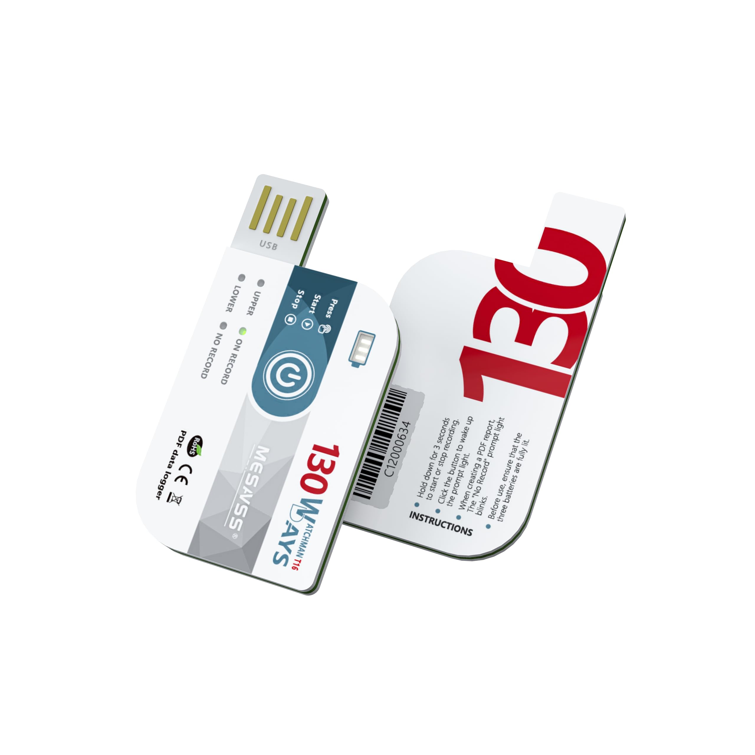 Yinterinco Temperature Data Logger,-22℉~158℉ Single Use USB Temperature Recorder PDF Report,32000 Points Recoder High Accuracy Cold Chain Transport 130days. IP67,EN12830 Certified,Atag-30D (1)