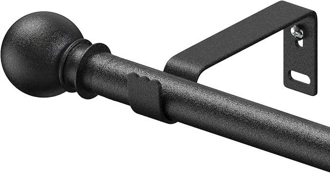 Curtain Rods for Windows 28-44 inch, 5/8 inch Black Curtain Rod Set, Splicing Heavy Duty Rod with Brackets, Decorative Curtain Rod for Bedroom, Living Room, Kitchen, Outdoor, Patio