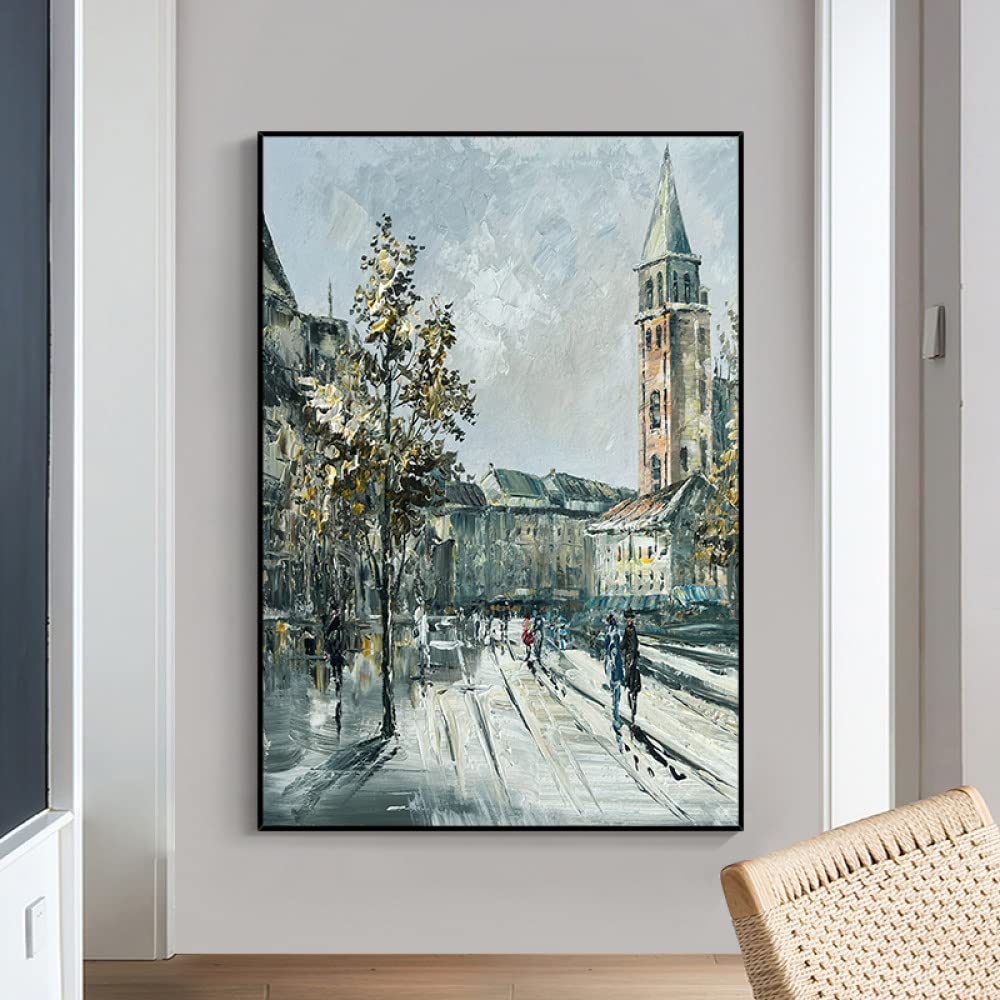 Peinture à l'huile sur toile Paris pour réchauffer un mur blanc vide