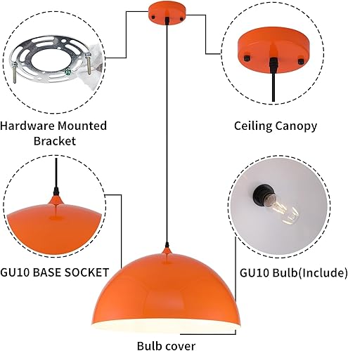 Miniatura 44 de Lámpara Colgante Industrial Electrochapada en Oro de 11.8 pulgadas, Paquete de 2, Lámparas Colgantes de Metal para Isla de Cocina, Lámpara Colgante