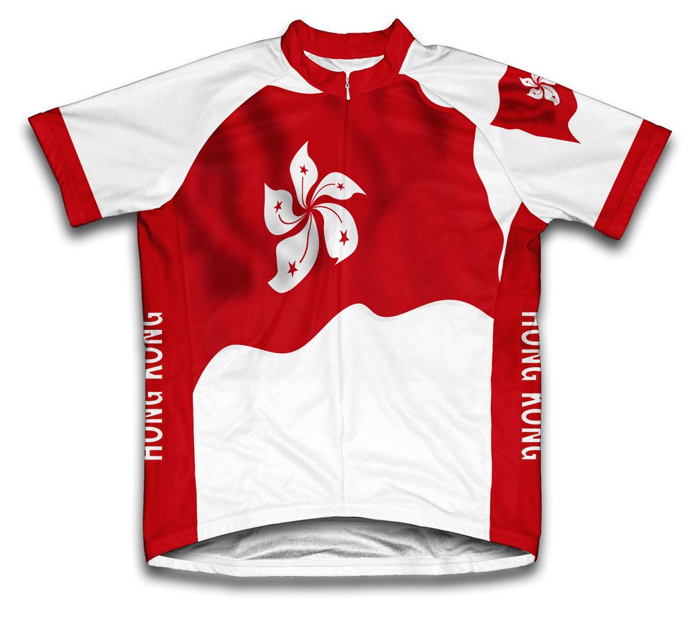 Hong Kong Flag Short Sleeve Cycling Jersey for Men - Size 4XL