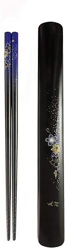 Vista 27 de Palillos japoneses con funda de viaje plástica JapanBargain, Yuzen rojo , Negro & rojo