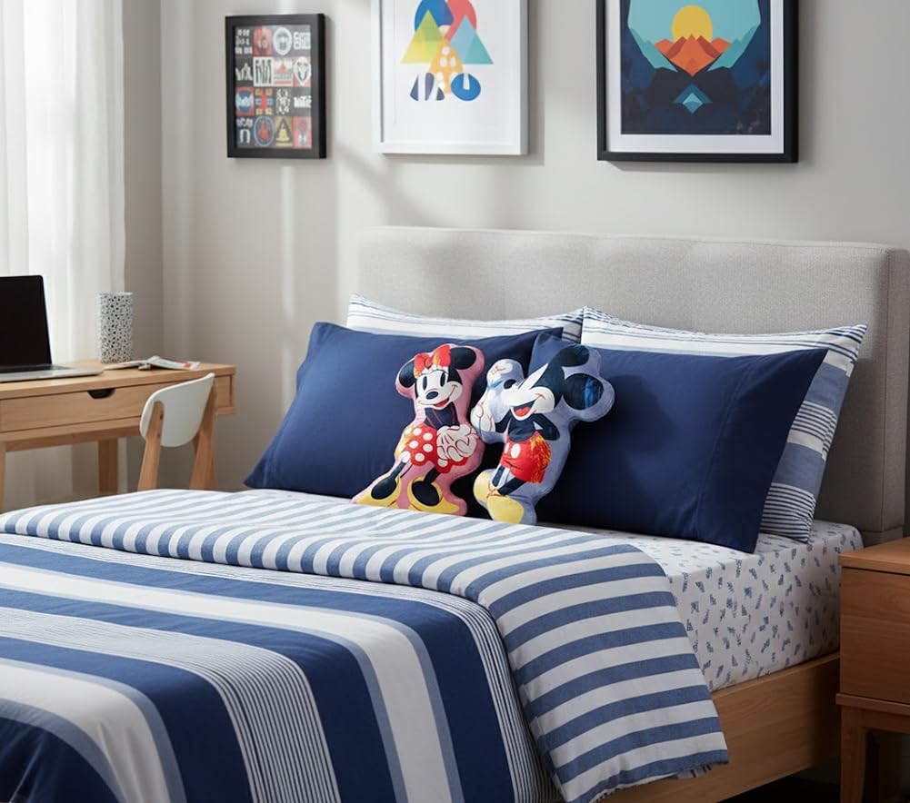 Disney Coppia Cuscini Decorativi Sagomati Soft Morbidi a Forma di Mickey Mouse Topolino e Minnie Mouse Topolina 35x20cm