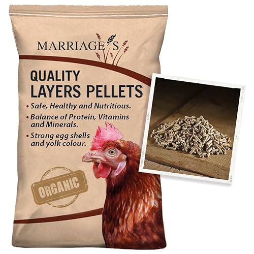 Marriage’s Organic Layers Pellets 20kg – Certified Organic Chicken Feed for Laying Hens – Strong Eggshells, Rich Yolk Colour, Non-GMO Poultry Feed
