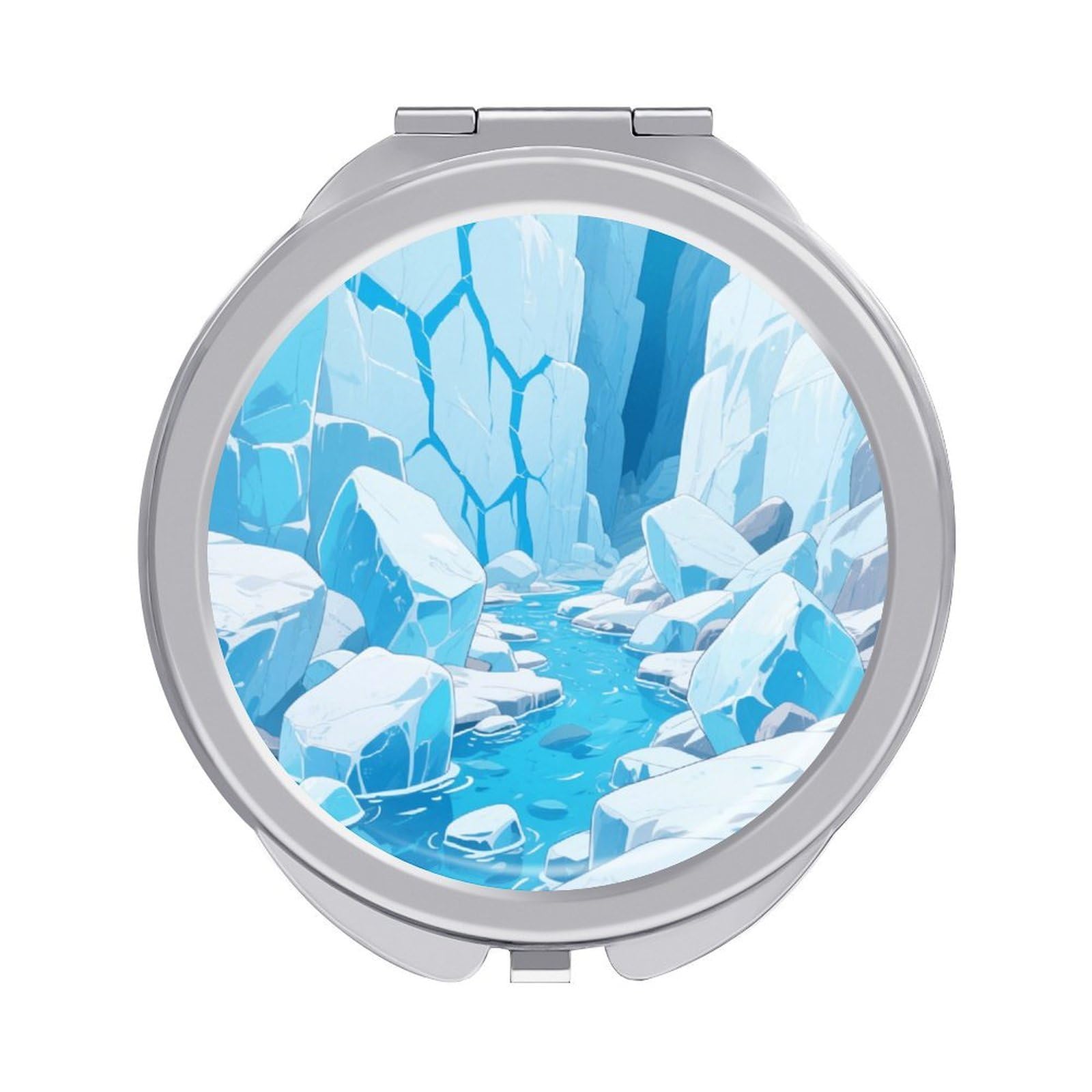 Fekiloot Style Glacier Canyon Travel Makeup Mirror Handheld Compact Mirror Portable Pocket Mirror Double-Sided 1X/2X Magnifying For Handbag And Purses