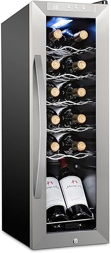 Miniatura 10 de SCHMÉCKÉ Refrigerador de Vino de Doble Zona para 33 Botellas con Cerradura – Gran Bodega de Vino Independiente Para Vino Tinto, Blanco, Champán