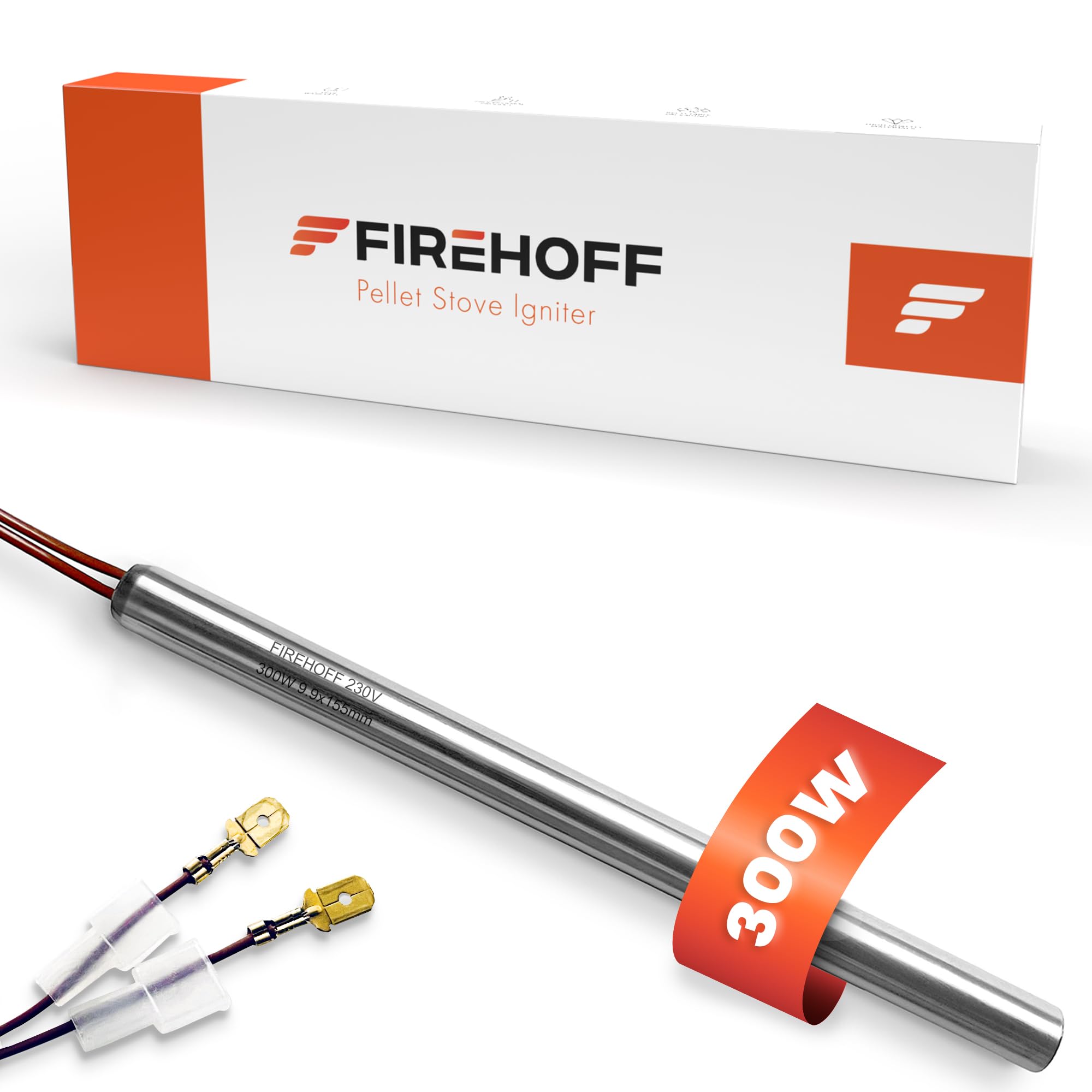 Candela di accensione per stufa a pellet, 300 W, 155 mm, diametro 9,9 mm, filettatura 3/8 con connettore rapido, garanzia 2 anni